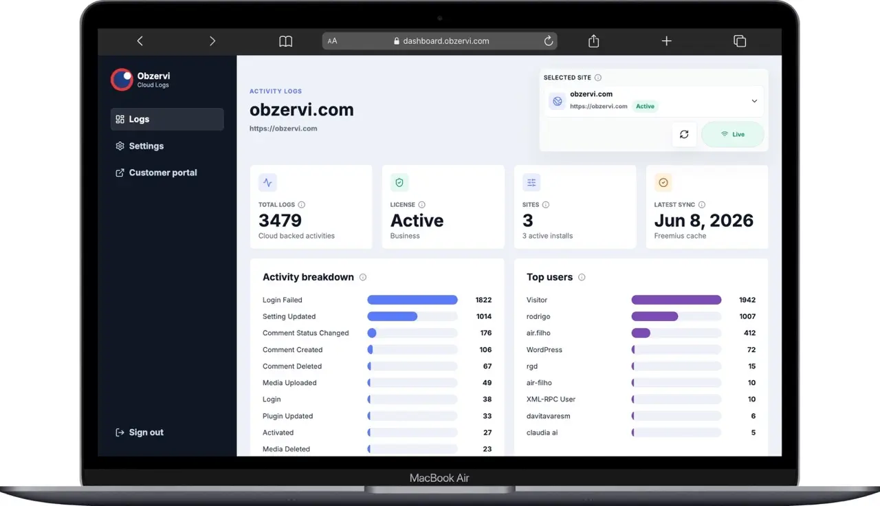 Obzervi External Dashboard