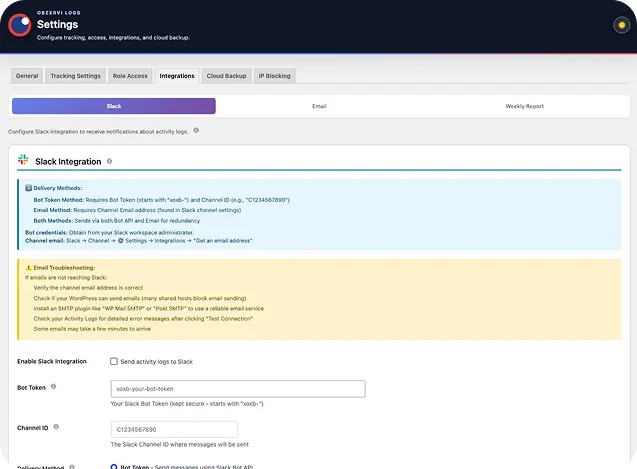 Obzervi Slack Integration